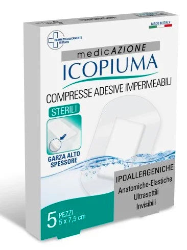 ICOPIUMA GARZA COMPRESSA MEDICATA POSTOPERATORIA 5X7,5 CM 5 PEZZI - Farmaspeed