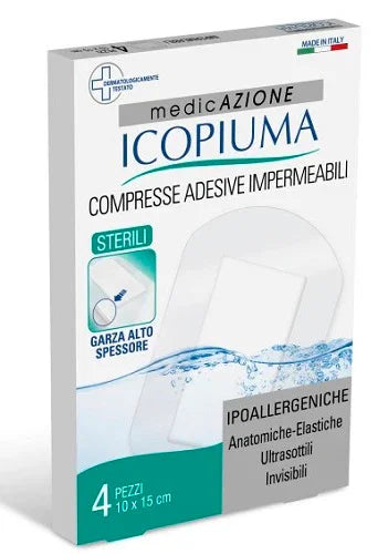 ICOPIUMA GARZA COMPRESSA MEDICATA POSTOPERATORIA 10X15 CM 4 PEZZI - Farmaspeed