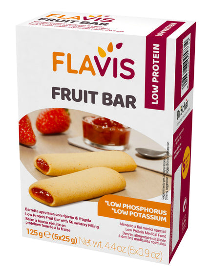 FLAVIS FRUIT BAR BARRETTA APROTEICA CON RIPIENO DI FRAGOLA 5 PEZZI DA 25 G