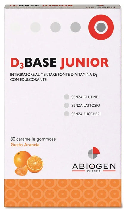 D3BASE JUNIOR 30 CARAMELLE GOMMOSE ARANCIA - Farmaspeed