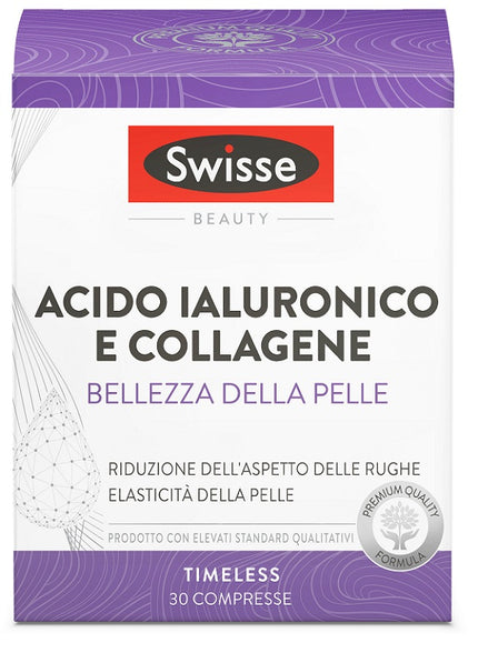 SWISSE ACIDO IALURONICO COLLAGENE BELLEZZA DELLA PELLE 30 COMPRESSE