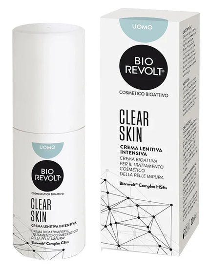 BIOREVOLT RX CLEAR SKIN UOMO CREMA LENITIVA INTENSIVA BIOATTIVA PER PELLE IMPURA 30 ML - Farmaspeed