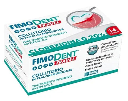 FIMODENT TRAVEL COLLUTORIO CLOREXIDINA SPDD 0,20% 14 FLACONCINI MONODOSE 10 ML - Farmaspeed