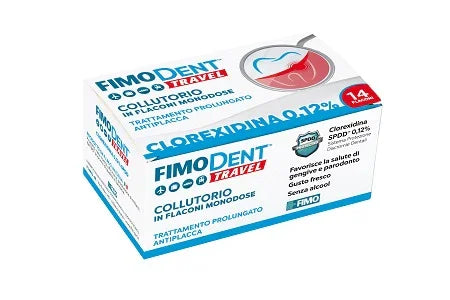 FIMODENT TRAVEL COLLUTORIO CLOREXIDINA SPDD 0,12% 14 FLACONCINI MONODOSE 10 ML - Farmaspeed