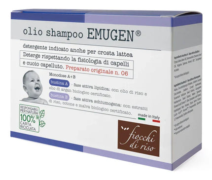 FIOCCHI DI RISO EMUGEN OLIO SHAMPOO ULTRADELICATO 10 BUSTINE DA 1,5 ML + 10 BUSTINE DA 3 ML - Farmaspeed