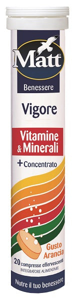 MATT WELLNESS VIGOUR VITAMINS & MINERALS 20 EFFERVESCENT TABLETS ORANGE FLAVOUR