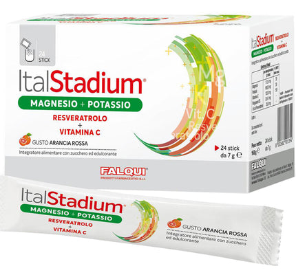 ITALSTADIUM MAGNESIUM POTASSIUM RESVERATOL VITAMIN C RED ORANGE 24 STICK