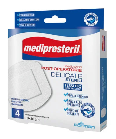 MEDICAZIONE POST OPERATORIA MEDIPRESTERIL DELICATA TNT 10X10CM 5 PEZZI - Farmaspeed