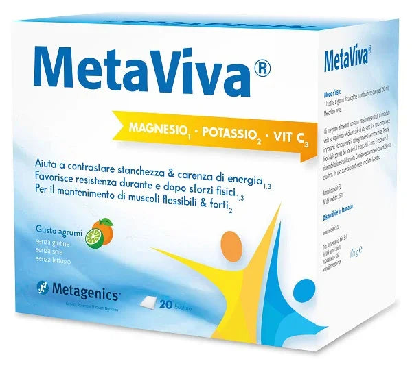 METAVIVA MAGNESIO POTASSIO VITAMINA C 20 BUSTINE - Farmaspeed