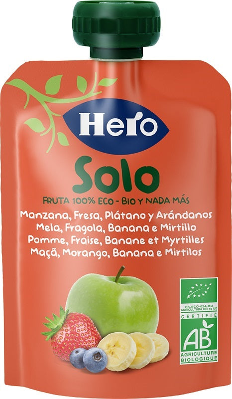 HERO SOLO FRUTTA FRULLATA 100% BIO MELA BANANA FRAGOLA 100 G
