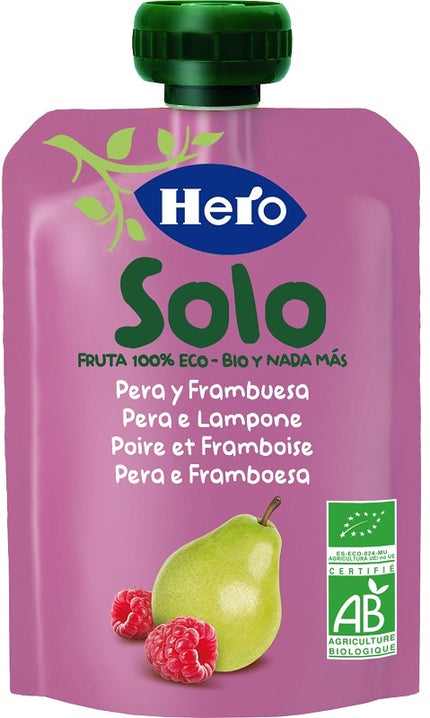 HERO SOLO FRUTTA FRULLATA 100% BIO PERA E LAMPONE 100 G