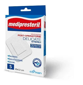 MEDICAZIONE POST OPERATORIA MEDIPRESTERIL DELICATA TNT 10X12CM 5 PEZZI - Farmaspeed