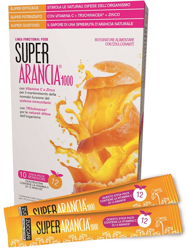 SUPER ARANCIA 1000 10 STICK PACK MONODOSE DA 3,7G INTEGRATORE ALIMENTARE CON EDULCORANTE