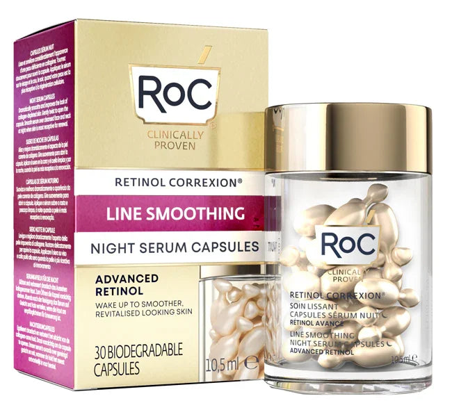 ROC RETINOL CORREXION LINE SMOOTHING SIERO VISO NOTTE 30 CAPSULE - Farmaspeed