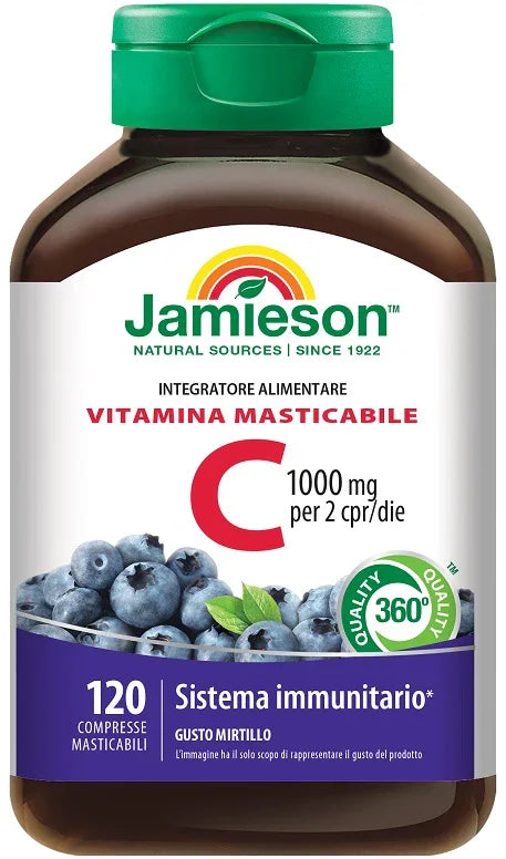 JAMIESON VITAMINA C 1000 MIRTILLO 120 COMPRESSE MASTICABILI - Farmaspeed