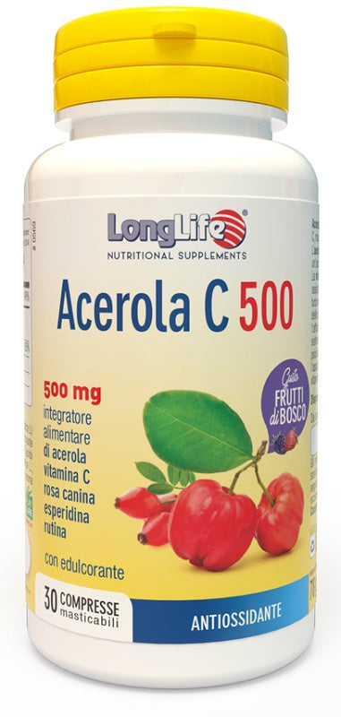 LONGLIFE ACEROLA C500 WILD BERRIES 30 CHEWABLE TABLETS