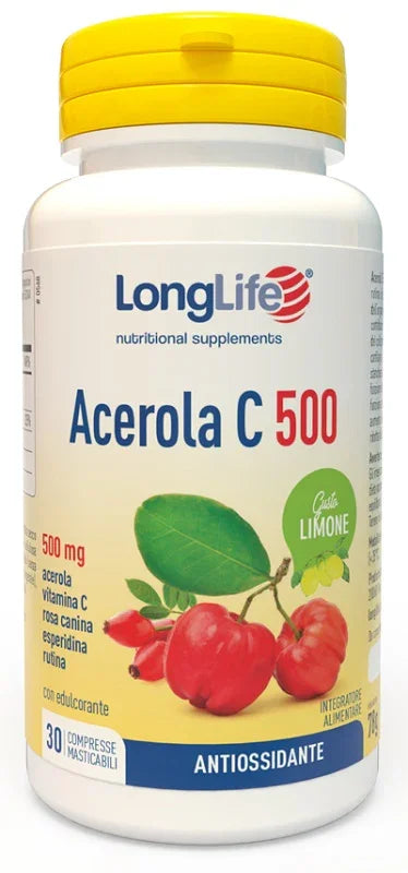 LONGLIFE ACEROLA C500 LIMONE 30 COMPRESSE MASTICABILI - Farmaspeed