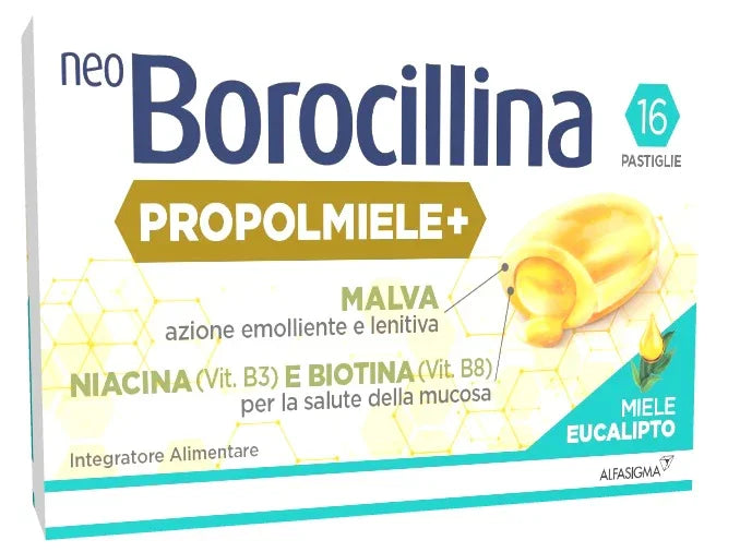 NEOBOROCILLINA PROPOLMIELE+ MIELE/EUCALIPTO 16 PASTIGLIE DA 3,4 G - Farmaspeed