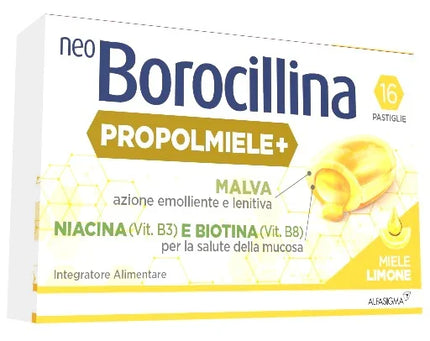 NEOBOROCILLINA PROPOLMIELE+ MIELE/LIMONE 16 PASTIGLIE DA 3,4 G - Farmaspeed