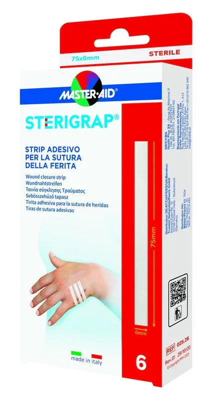 MASTER-AID STERIGRAP STRIP ADESIVO SUTURA FERITE 75X6 MM 6 PEZZI - Farmaspeed