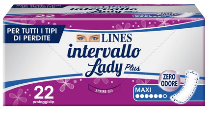 LINES INTERVAL LADY PLUS MAXI SLIP LINERS 22 PIECES