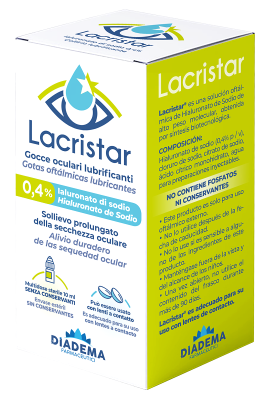 LACRISTAR LUBRICATING EYE DROPS 0.4% SODIUM HYALURONATE MULTIDOSE 10 ML
