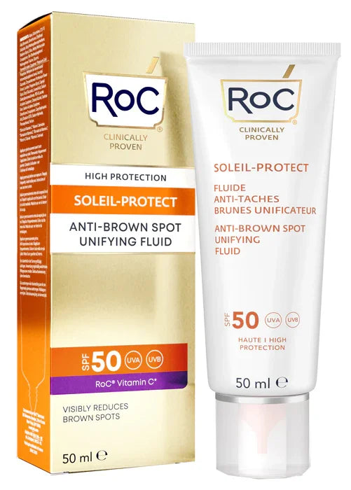 ROC FLUIDO SOLARE VISO SPF 50+ ANTIMACCHIE BRUNE 50 ML - Farmaspeed
