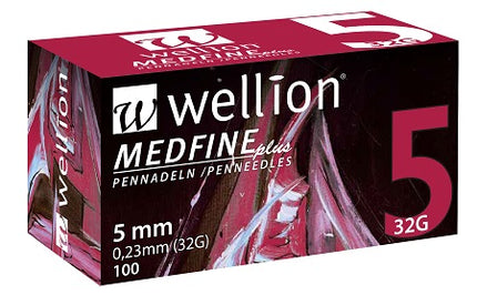 WELLION MEDFINE PLUS 5 INSULIN PEN NEEDLE 32 GAUGE LENGTH 5 MM 100 PIECES