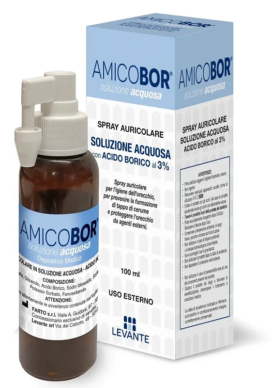 SOLUZIONE ACQUOSA PER IRRIGAZIONE DELL'ORECCHIO AMICOBOR 100 ML - Farmaspeed