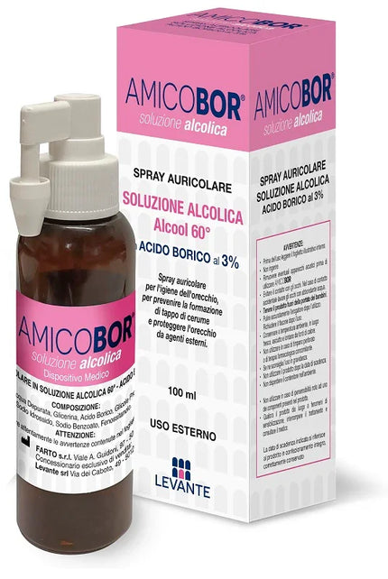 SOLUZIONE ALCOLICA PER IRRIGAZIONE DELL'ORECCHIO AMICOBOR 100 ML - Farmaspeed