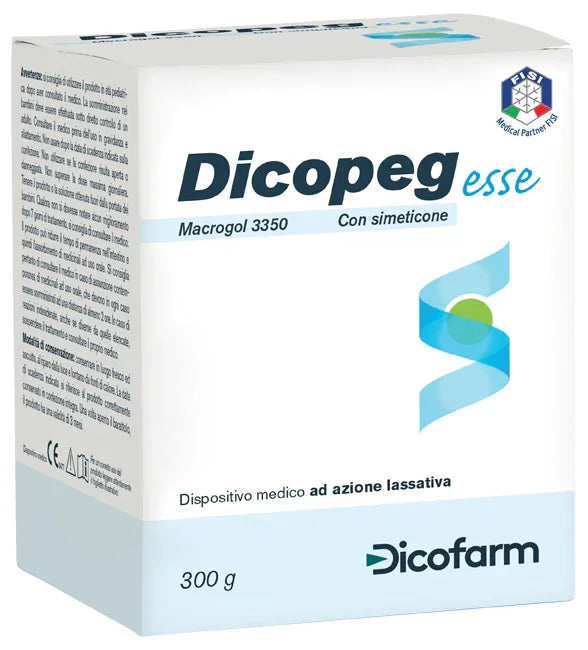 POLIMERO INERTE IDROSOLUBILE MACROGOL 3350 DICOPEG ESSE CON SIMETICONE PER TRATTAMENTO STIPSI POLVERE 300 G - Farmaspeed