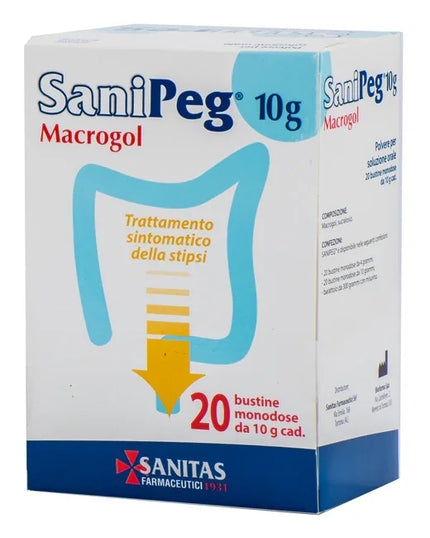 SANIPEG MACROGOL POLVERE PER SOLUZIONE ORALE 20 BUSTE DA 10 G - Farmaspeed