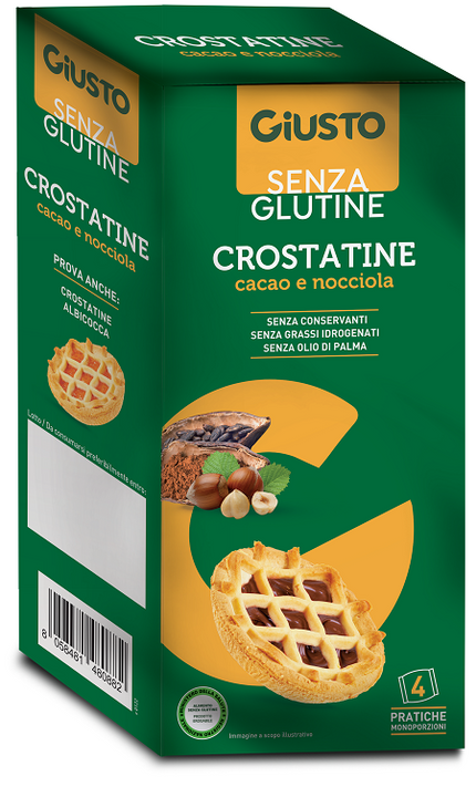 GIUSTO SENZA GLUTINE CROSTATINA CACAO NOCCIOLE 4 PEZZI DA 45 G