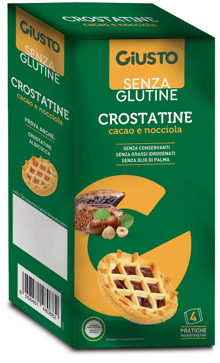 GIUSTO SENZA GLUTINE CROSTATINA CACAO NOCCIOLE 4 PEZZI DA 45 G