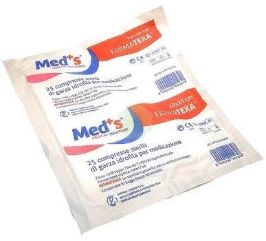 GARZA COMPRESSA IDROFILA MEDS FARMATEXA 12/8 20X20CM 25 PEZZI - Farmaspeed