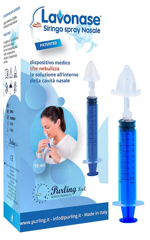 LAVONASE SIRINGA SPRAY NASALE NON STERILE 10 ML LUER-LOCK CON CAPPUCCIO + UGELLO NASALE CON RACCORDO LUER-LOCK + PERFORATORE CON VALVOLA NON RITORNO CON TAPPO - Farmaspeed