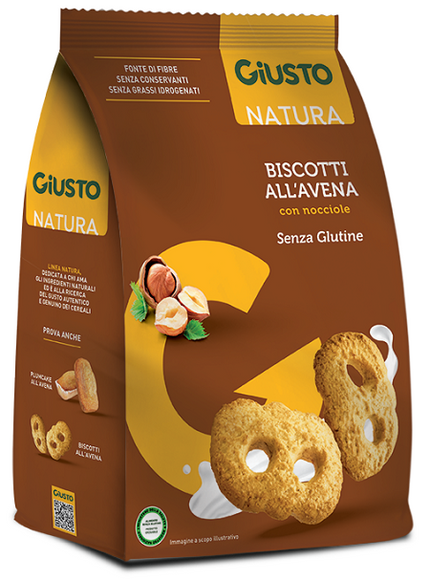GIUSTO GLUTEN FREE OAT COOKIES WITH HAZELNUTS 250 G