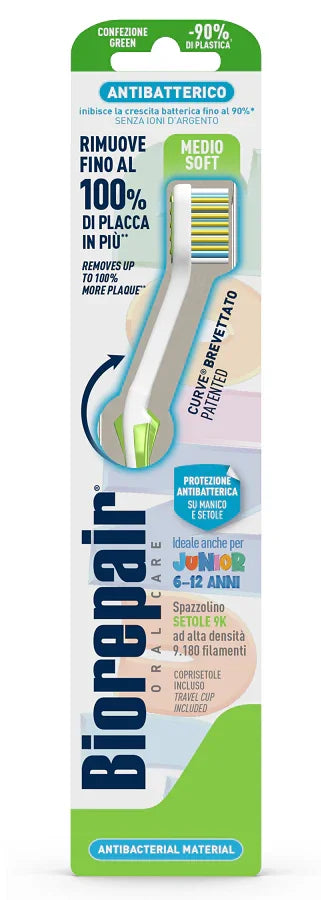 BIOREPAIR ORAL CARE SPAZZOLINO ANTIBATTERICO JUNIOR 6-12 ANNI PIU' COMFORT SETOLE MEDIO SOFT - Farmaspeed