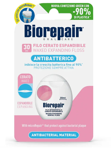 BIOREPAIR ORAL CARE ANTIBATTERICO FILO CERATO ESPANDIBILE GENGIVE DELICATE 25+5 METRI - Farmaspeed