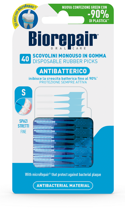 BIOREPAIR ORAL CARE ANTIBACTERIAL DISPOSABLE RUBBER INTERDENTAL BRUSHES NARROW SPACES 40 PIECES