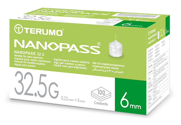 NANOPASS INSULIN PEN NEEDLE 32.5 GAUGE LENGTH 6 MM 100 PIECES
