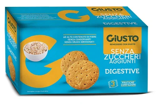 GIUSTO SENZA ZUCCHERO BISCOTTI DIGESTIVE 3 PEZZI DA 75 G - Farmaspeed