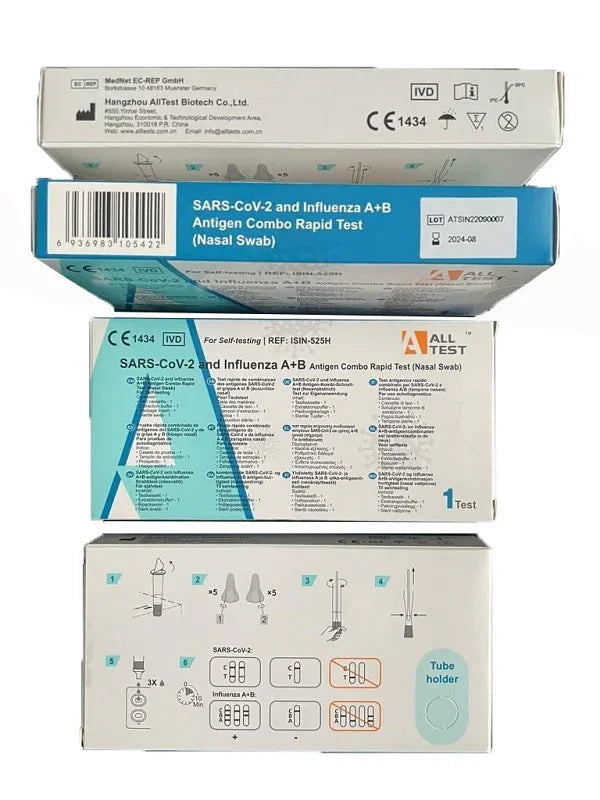 TEST ANTIGENICO RAPIDO COVID-19 ALLTEST AUTODIAGNOSTICO DETERMINAZIONE QUALITATIVA ANTIGENI SARS-COV-2 E INFLUENZA A+B IN TAMPONI NASALI MEDIANTE IMMUNOCROMATOGRAFIA - Farmaspeed