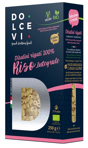 DOLCEVI DITALINI RIGATI 100% BROWN RICE 250 G