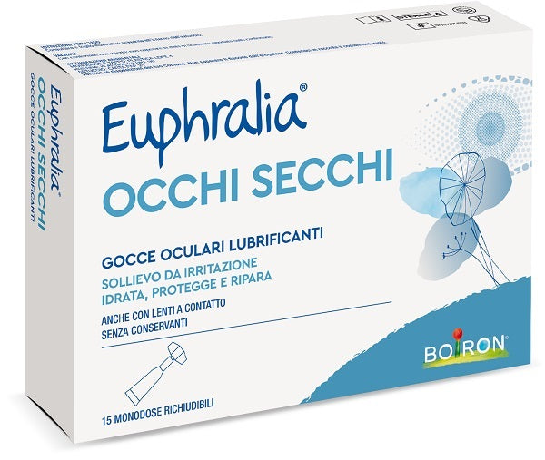 GOCCE OCULARI LUBRIFICANTI EUPHRALIA OCCHI SECCHI 15 MONODOSE RICHIUDIBILI X 0,5 ML