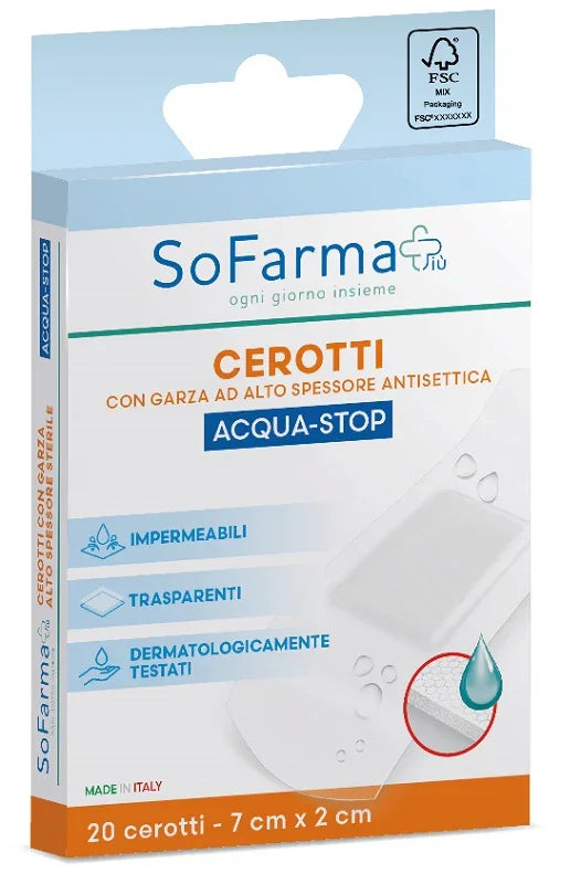CEROTTO ACQUASTOP 7X2 CM 20 PEZZI SOFARMAPIU' - Farmaspeed
