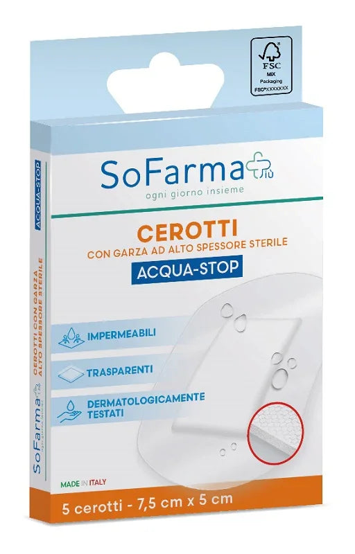 CEROTTO ACQUASTOP 7,5X5 CM 5 PEZZI SOFARMAPIU' - Farmaspeed