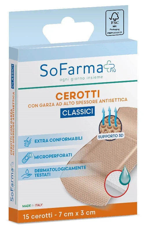 CEROTTO CLASSICO 7X3 CM 15 PEZZI SOFARMAPIU' - Farmaspeed