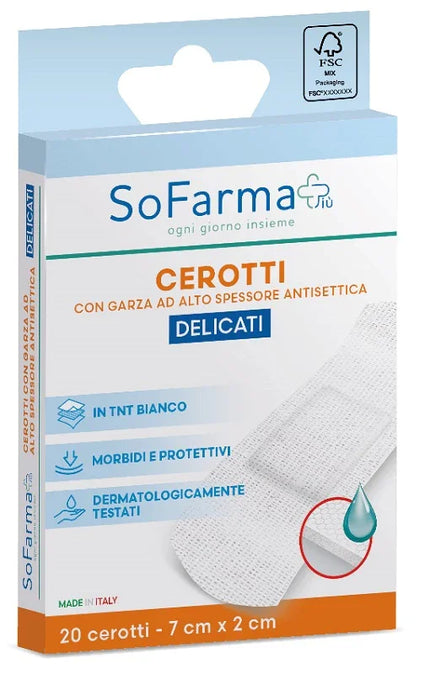 CEROTTO DELICATO 7X2 CM 20 PEZZI SOFARMAPIU' - Farmaspeed