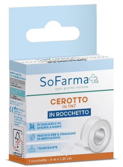 ROCCHETTO TESSUTO NON TESSUTO M 5X1,25 CM SOFARMAPIU' - Farmaspeed